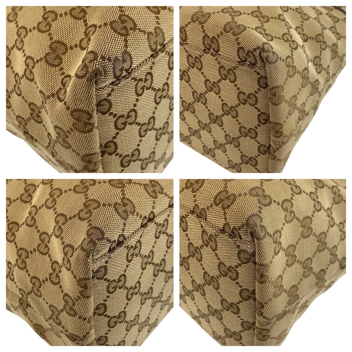 GUCCI Tote Bag 155524 GG canvas Beige brown Tote Bag Shoulder Bag Sherry line Women Used Authentic