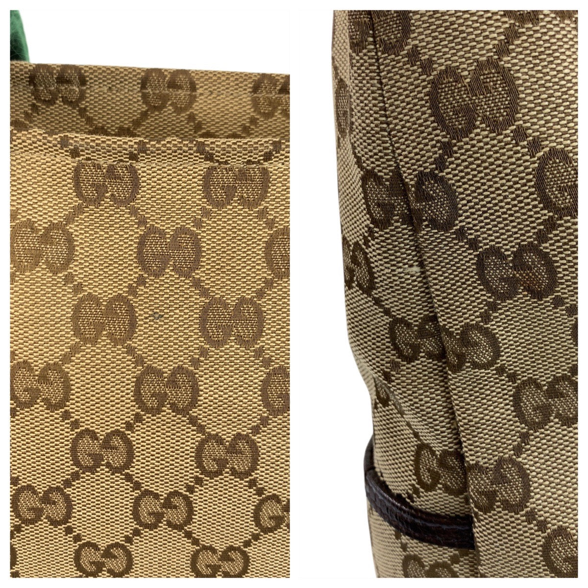 GUCCI Tote Bag 155524 GG canvas Beige brown Tote Bag Shoulder Bag Sherry line Women Used Authentic