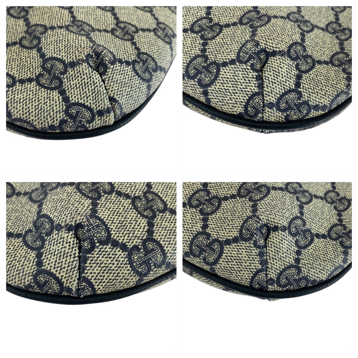 GUCCI Shoulder Bag 904 02 020 GG Supreme canvas, leather Gray navy Shoulder Bag pochette Old Gucci Women Used Authentic
