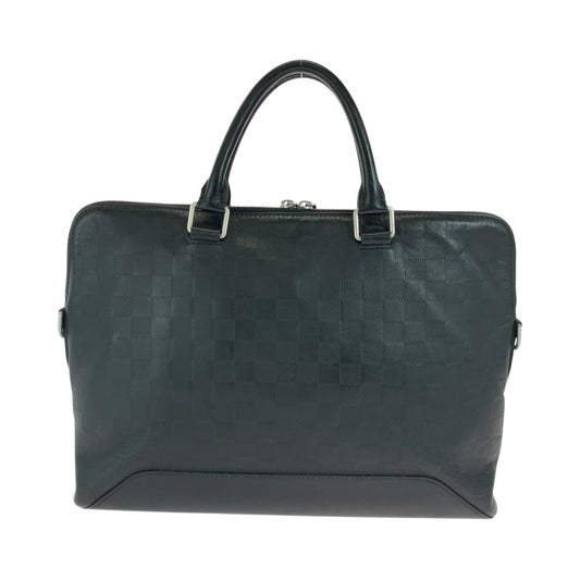 LOUIS VUITTON Business bag N41019 leather Black SilverMetal Business bag handbag Damier Anfini Avenue mens Used Authentic