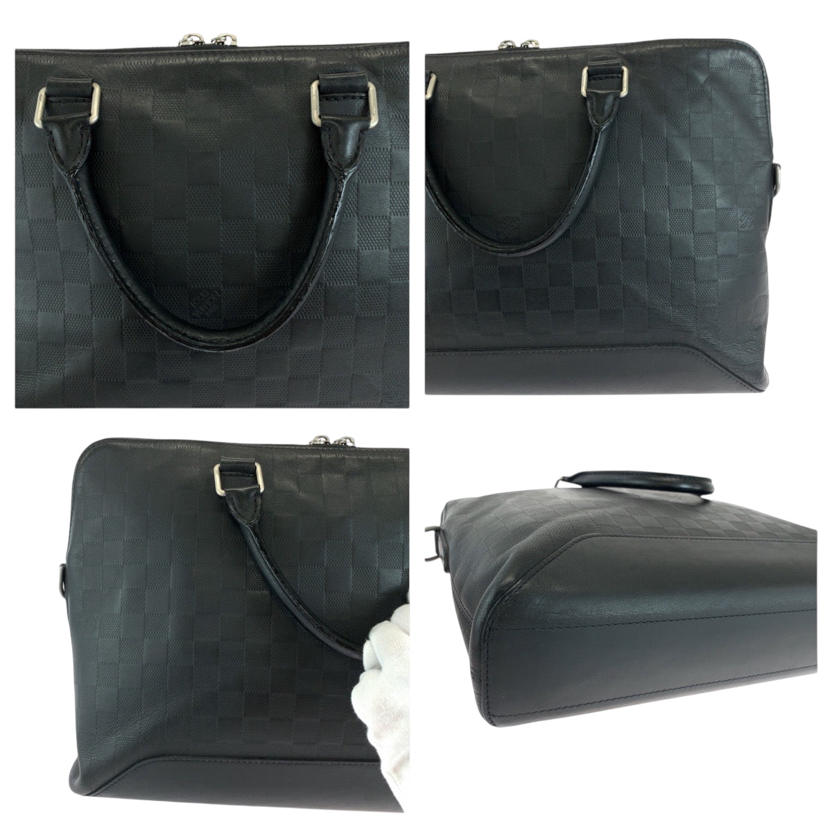LOUIS VUITTON Business bag N41019 leather Black SilverMetal Business bag handbag Damier Anfini Avenue mens Used Authentic