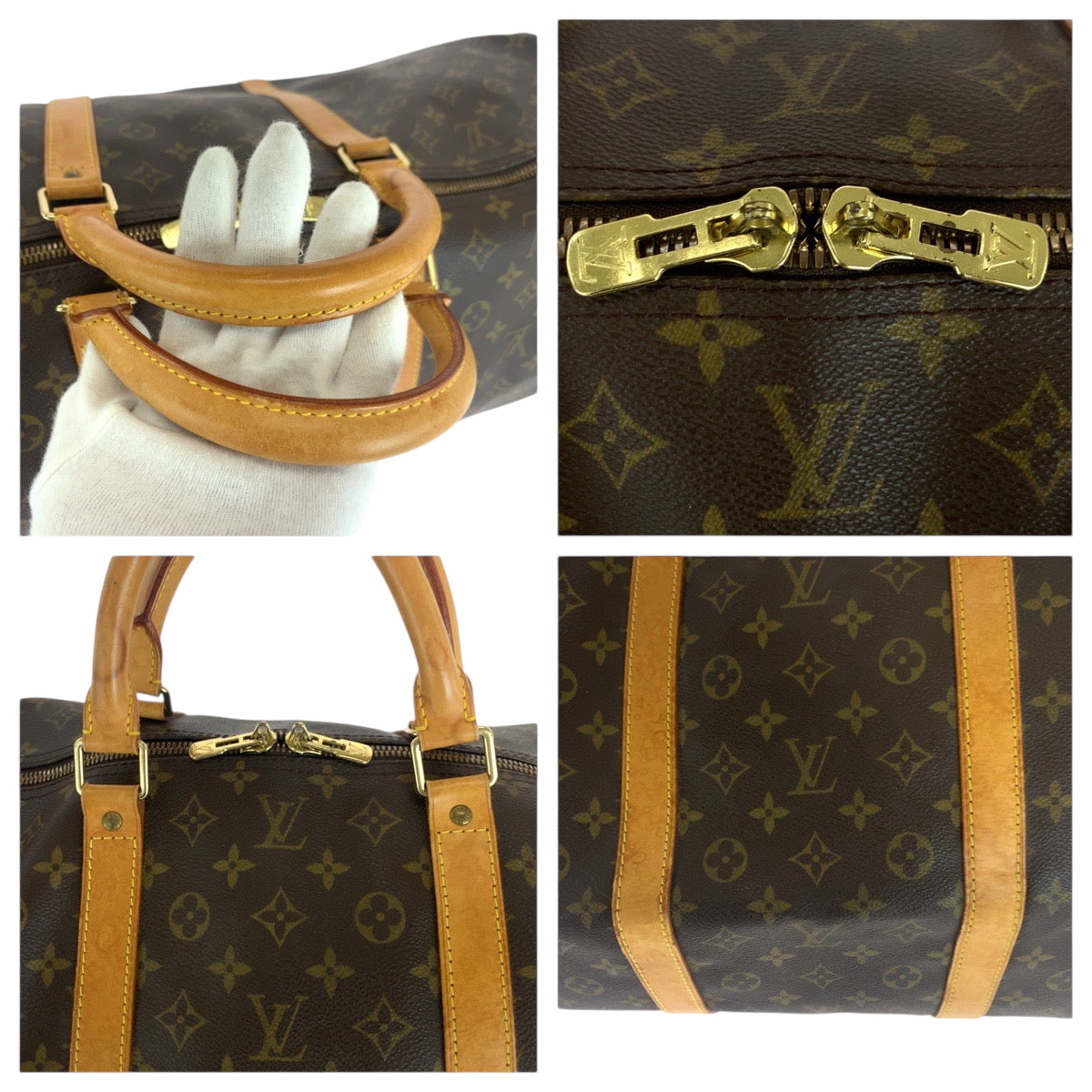 LOUIS VUITTON Shoulder Bag M41412 PVC Brown Gold Metal Shoulder Bag Boston Duffel bag 2way Monogram Keepall 60 bandouliere Women Used Authentic