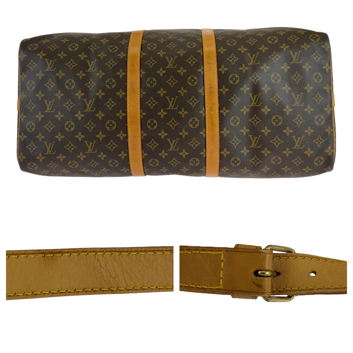 LOUIS VUITTON Boston Duffel bag M41412 PVC, Leather Brown Gold Metal Boston Duffel bag Shoulder Bag 2way Monogram Keepall bandouliere60 mens(Unisex) Used Authentic