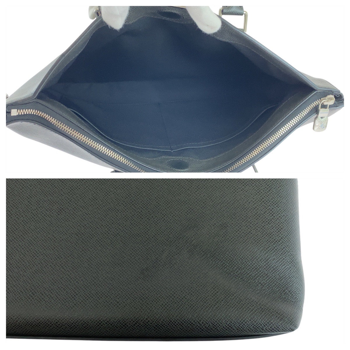 LOUIS VUITTON Business bag M33416 leather Black Silver Metal Business bag briefcase Taiga Anton mens Used Authentic