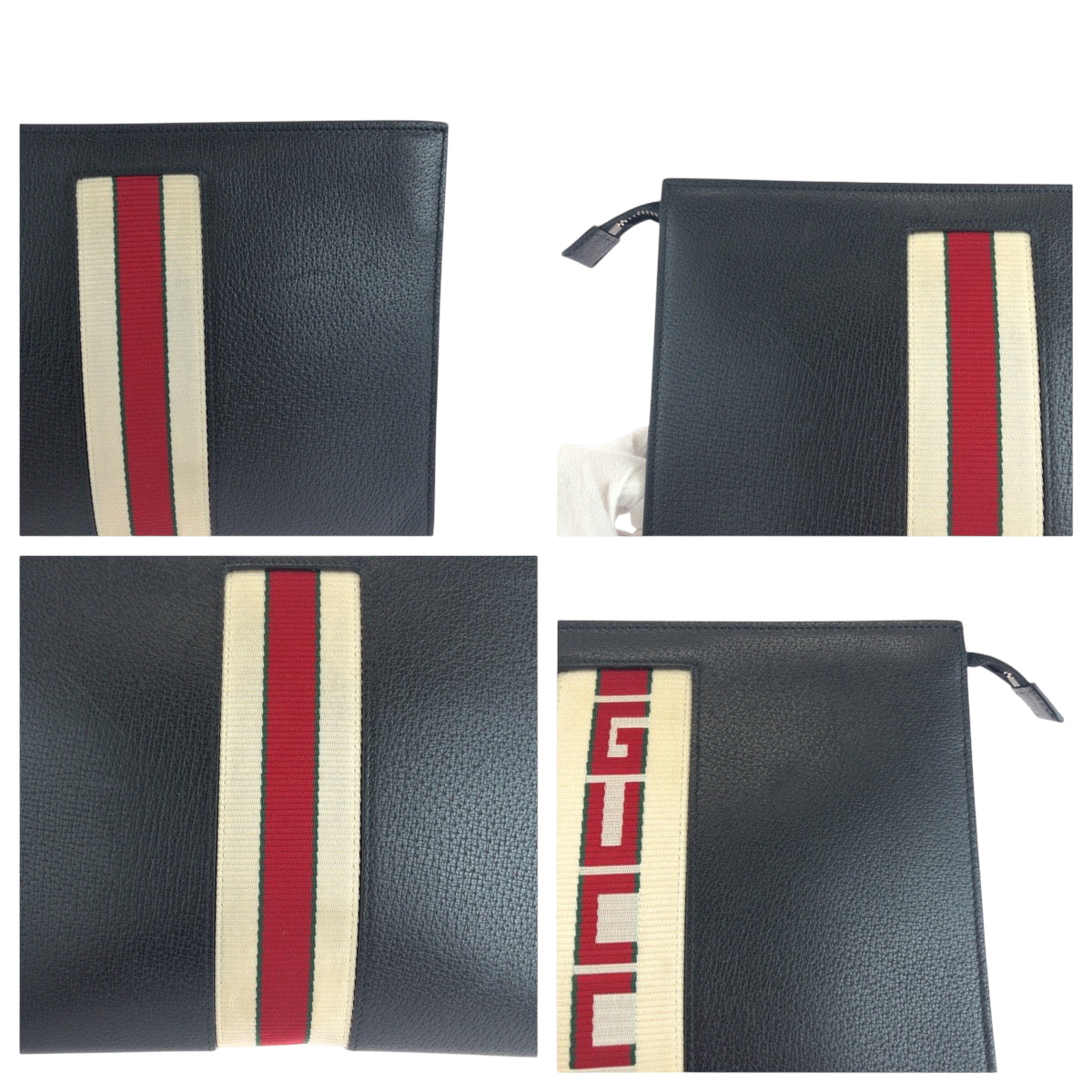 GUCCI Clutch bag 475316 leather Multi Web stripe