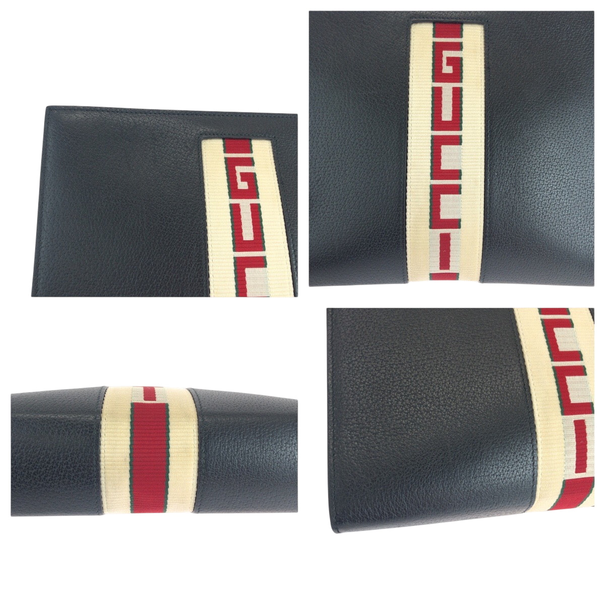GUCCI Clutch bag 475316 leather Multi Web stripe