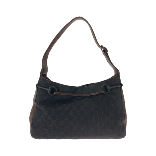 GUCCI Shoulder Bag 101975 GG canvas Brown Black Metal Shoulder Bag Shoulder Bag Horsebit Women Used Authentic