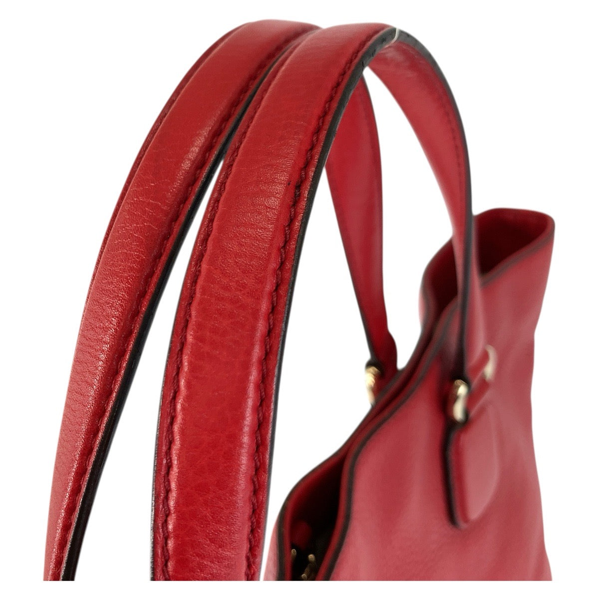 GUCCI Tote Bag 282303 leather Red Gold Metal Tote Bag handbag Soho Women Used Authentic