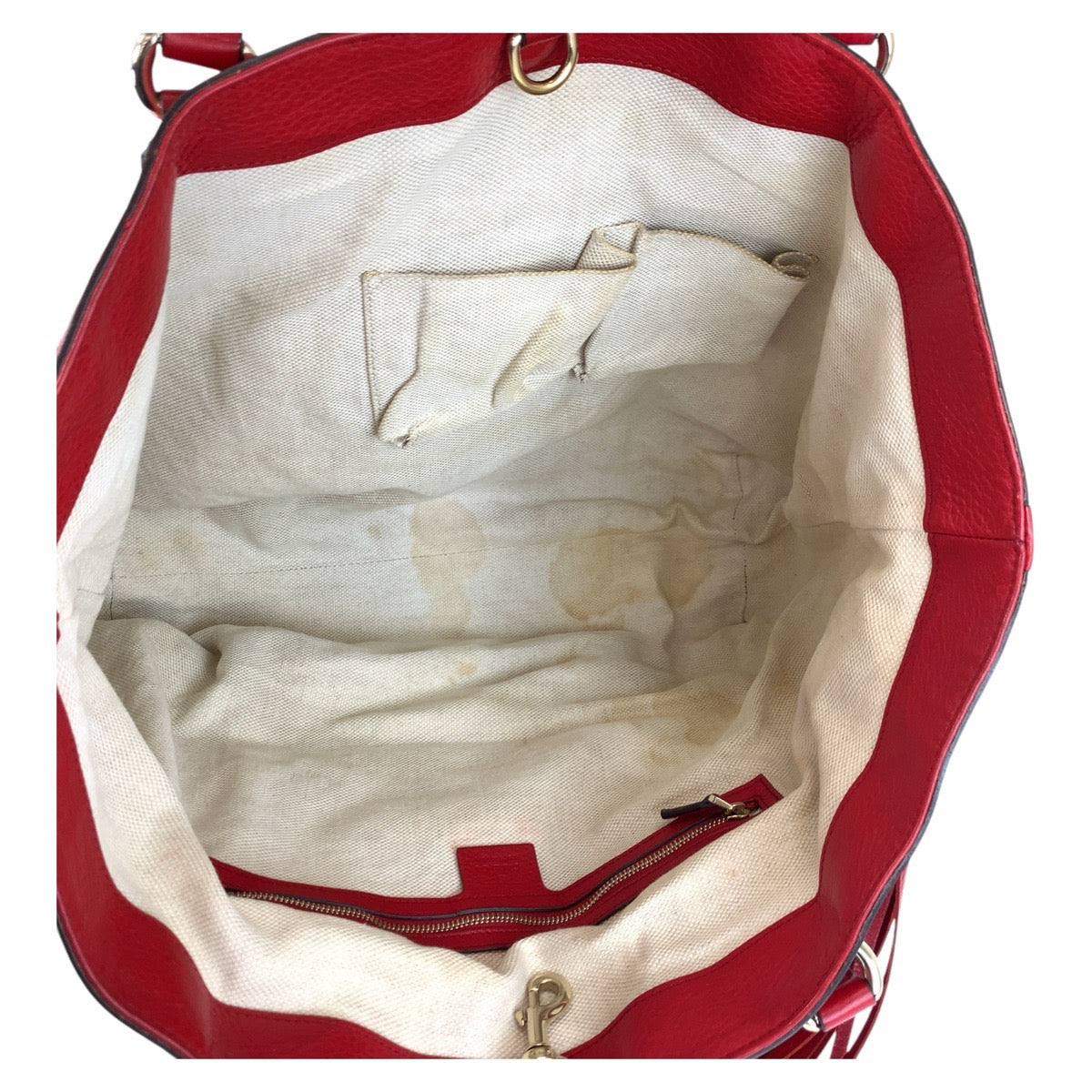 GUCCI Tote Bag 282303 leather Red Gold Metal Tote Bag handbag Soho Women Used Authentic