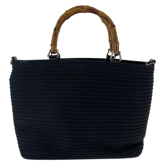 GUCCI Tote Bag 000 1998 0540 Canvas, Leather Black Silver Metal Tote Bag handbag Bamboo Women Used Authentic