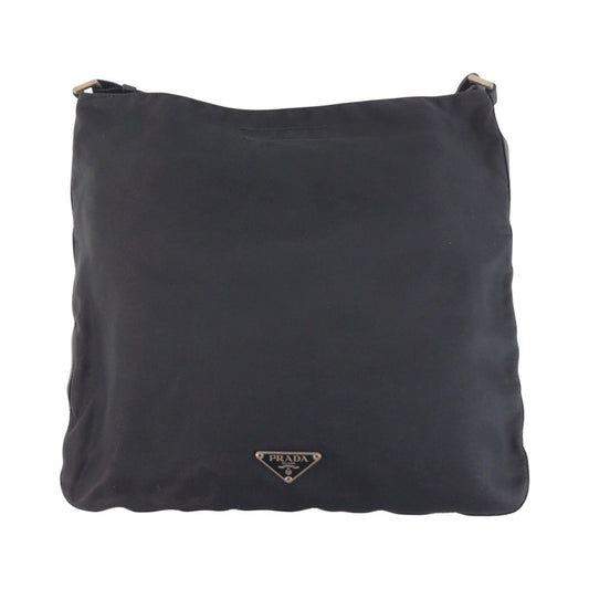 PRADA Shoulder Bag Nylon Black SilverMetal Crossbody Shoulder Bag Messenger Bag Test Triangle With logo Women Used Authentic