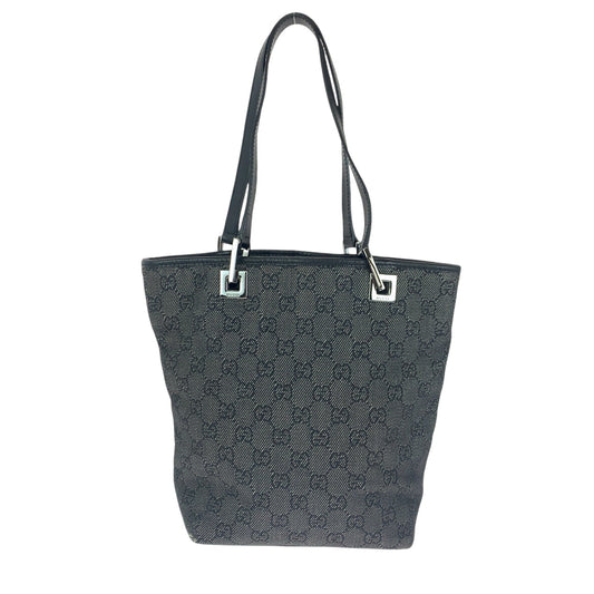 GUCCI Tote Bag 31244 GG canvas Black SilverMetal Tote Bag handbag Women Used Authentic