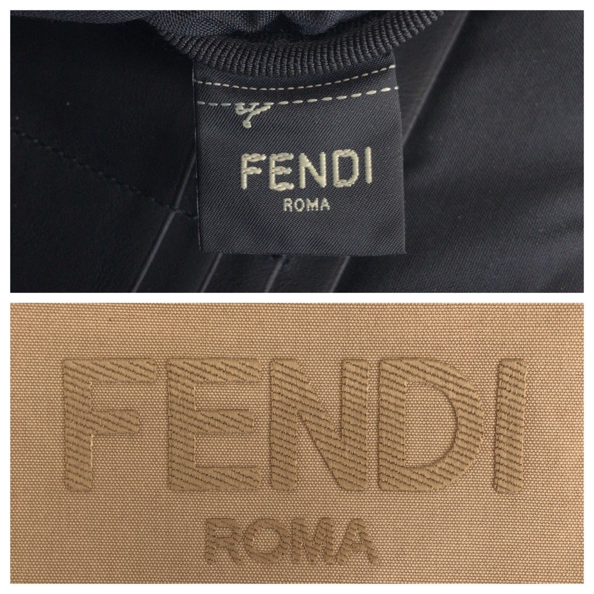 FENDI Clutch bag canvas Beige SilverMetal Clutch bag business bag pouch logo Women Used Authentic