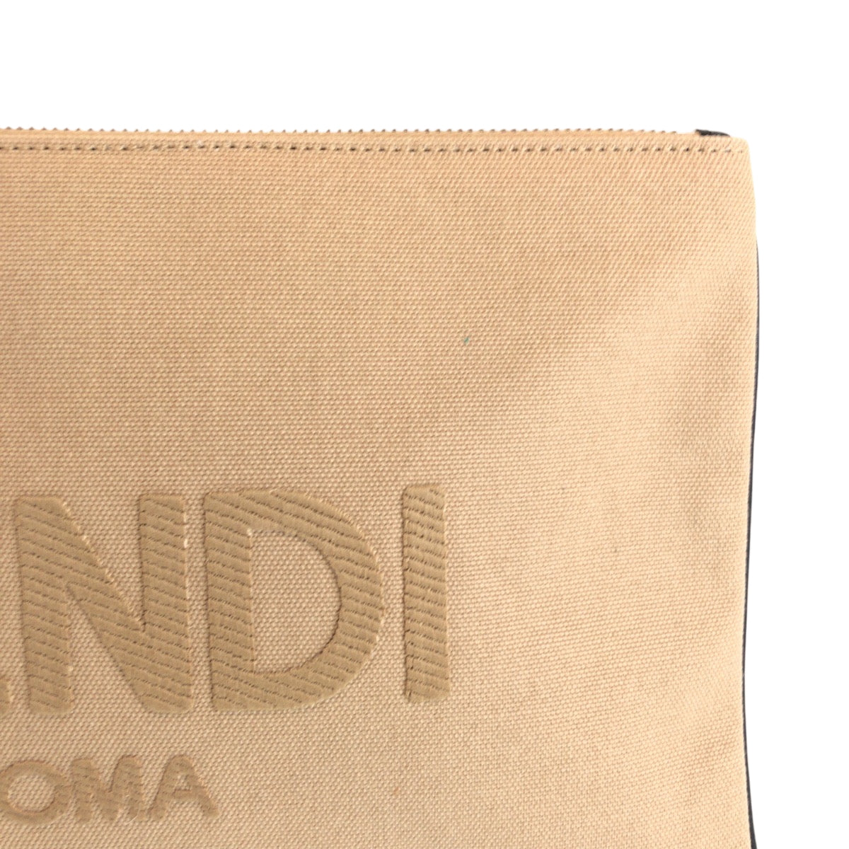 FENDI Clutch bag canvas Beige SilverMetal Clutch bag business bag pouch logo Women Used Authentic