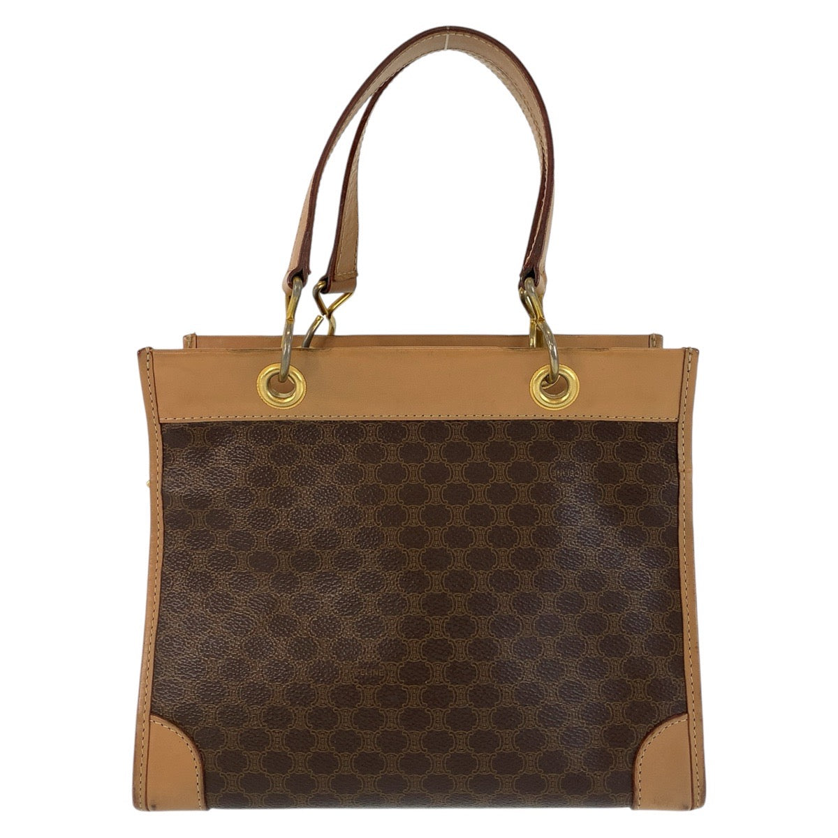 CELINE Handbag PVC, Leather Brown Gold Metal Handbag Tote Bag Macadam Women Used Authentic