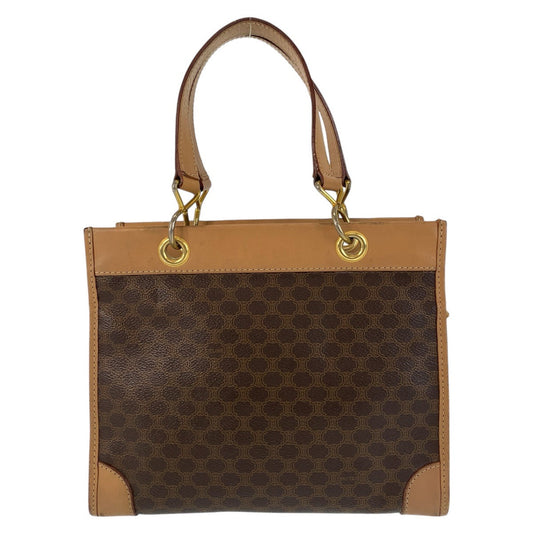 CELINE Handbag PVC, Leather Brown Gold Metal Handbag Tote Bag Macadam Women Used Authentic