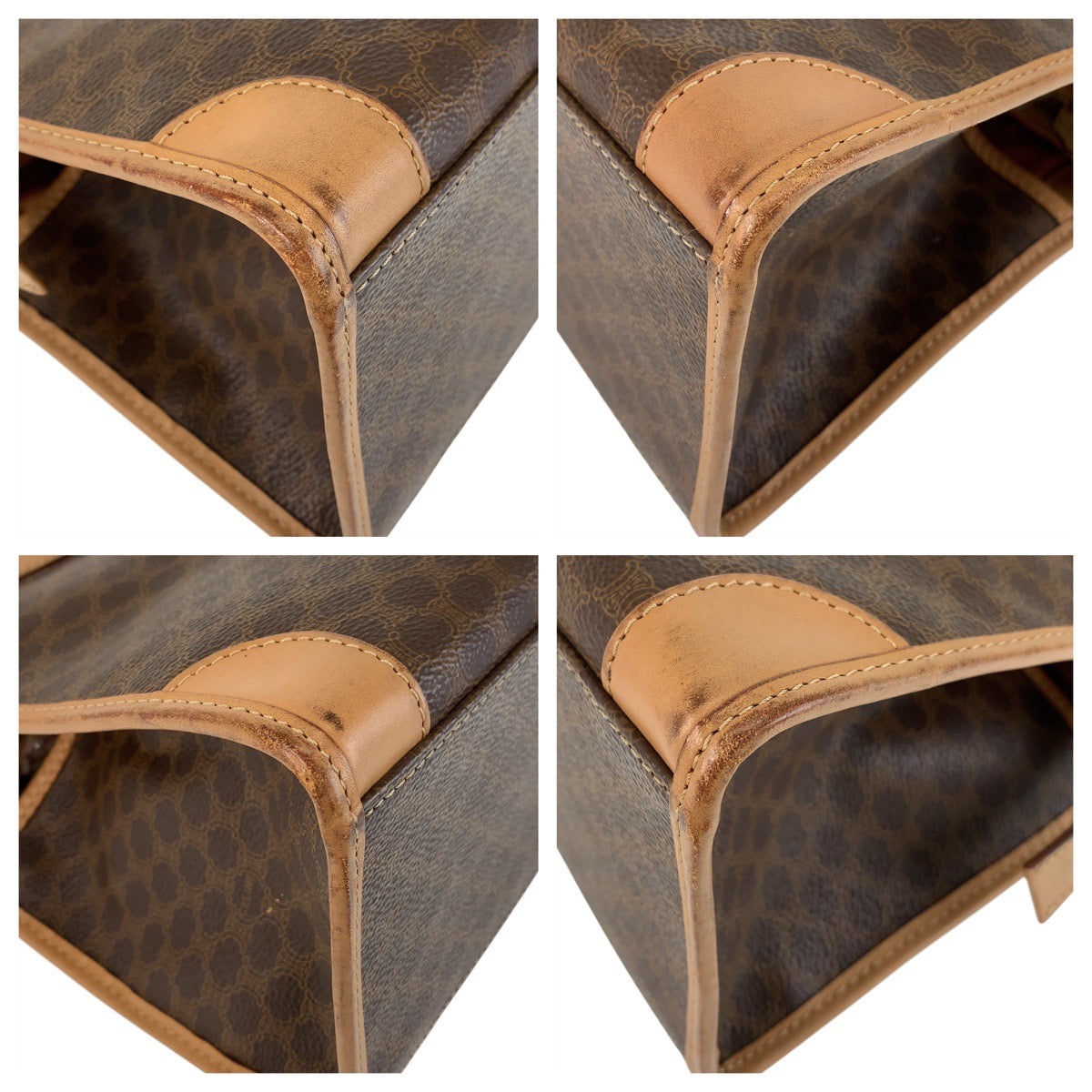 CELINE Handbag PVC, Leather Brown Gold Metal Handbag Tote Bag Macadam Women Used Authentic