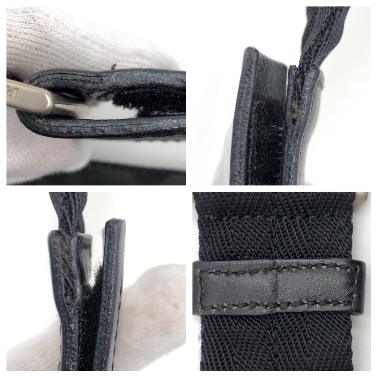PRADA Shoulder Bag Nylon Black black Shoulder bag Messenger bag Test Triangle With logo Women Used Authentic