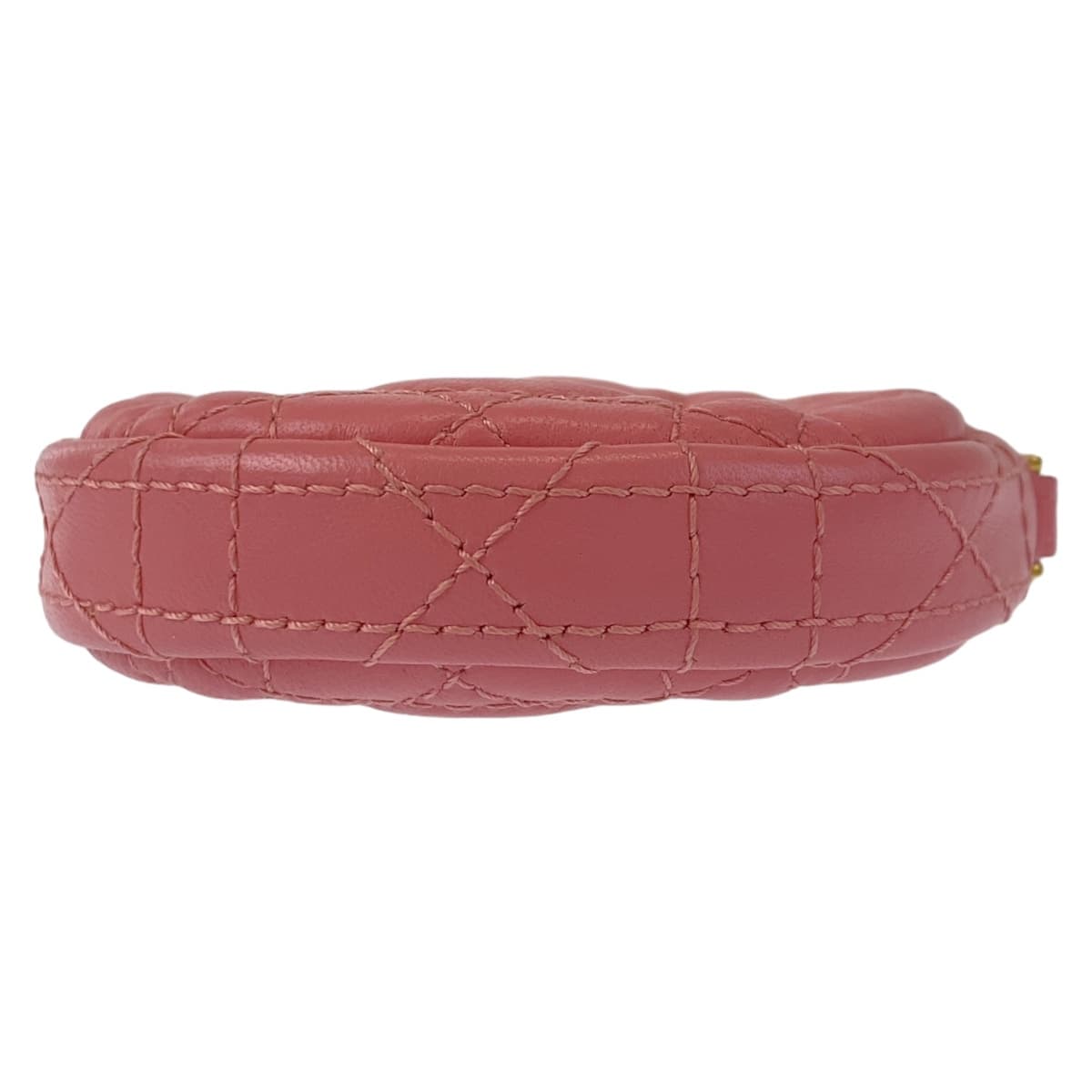 Dior Shoulder Bag leather Pink Gold Metal Shoulder Bag pouch Cannage Caro Women Used Authentic