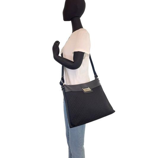 Dior Shoulder Bag canvas black Trotter Oblique
