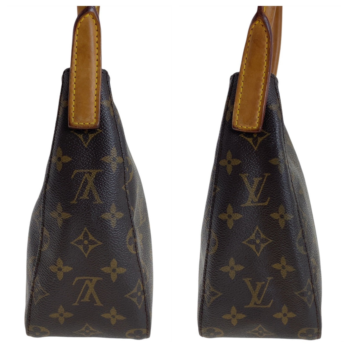 LOUIS VUITTON Shoulder Bag M51146 PVC, Leather Brown Gold Metal Shoulder Bag Monogram LoopingMM Women Used Authentic