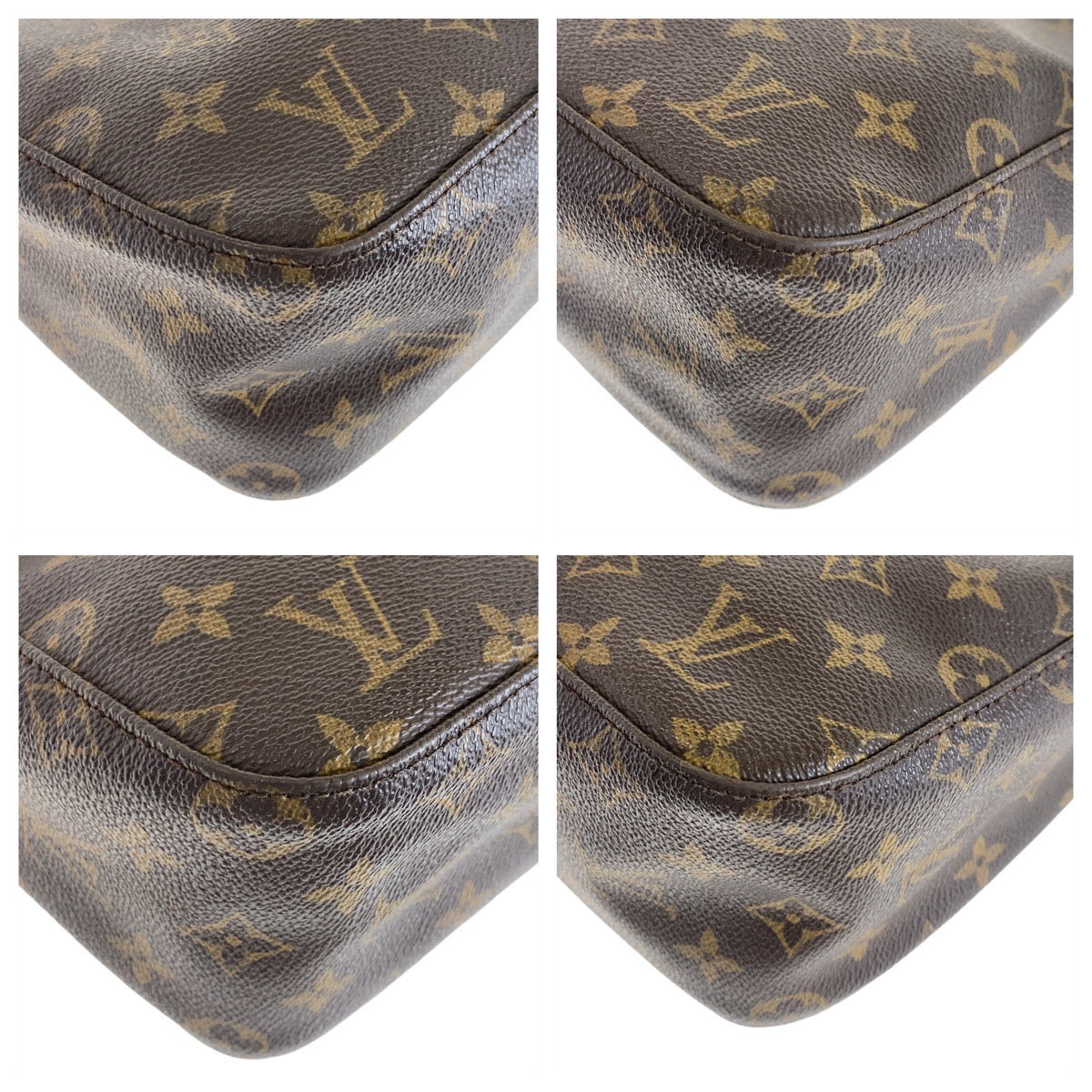 LOUIS VUITTON Shoulder Bag M51146 PVC, Leather Brown Gold Metal Shoulder Bag Monogram LoopingMM Women Used Authentic