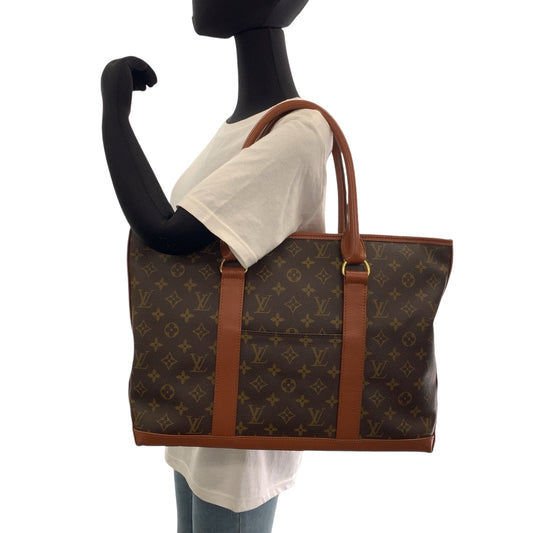 LOUIS VUITTON Tote Bag M42425 PVC Brown Gold Metal Tote Bag Shoulder Bag Monogram Weekend PM mens(Unisex) Used Authentic