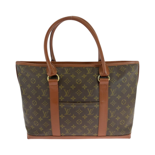 LOUIS VUITTON Tote Bag M42425 PVC Brown Gold Metal Tote Bag Shoulder Bag Monogram Sack Weekend PM mens Used Authentic