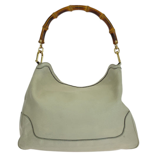 GUCCI Shoulder Bag 282315 leather Ivory Gold Metal Shoulder Bag Handbag 2WAY Bamboo Women Used Authentic