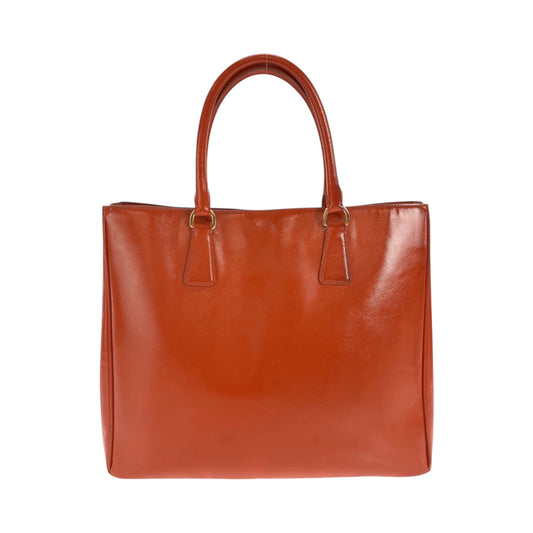 PRADA Shoulder Bag Patent leather Orange GoldMetal Shoulder Bag Handbag 2way Safiano Galleria Women Used Authentic