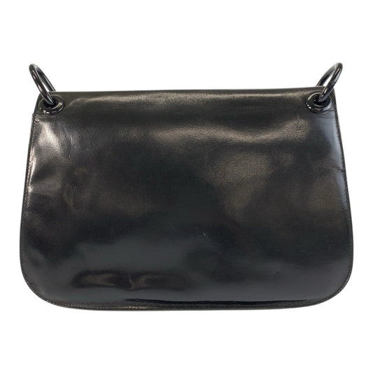 PRADA Shoulder Bag Leather, Plastic black Plastic Chain Shoulder Bag Logo embossed Women Used Authentic