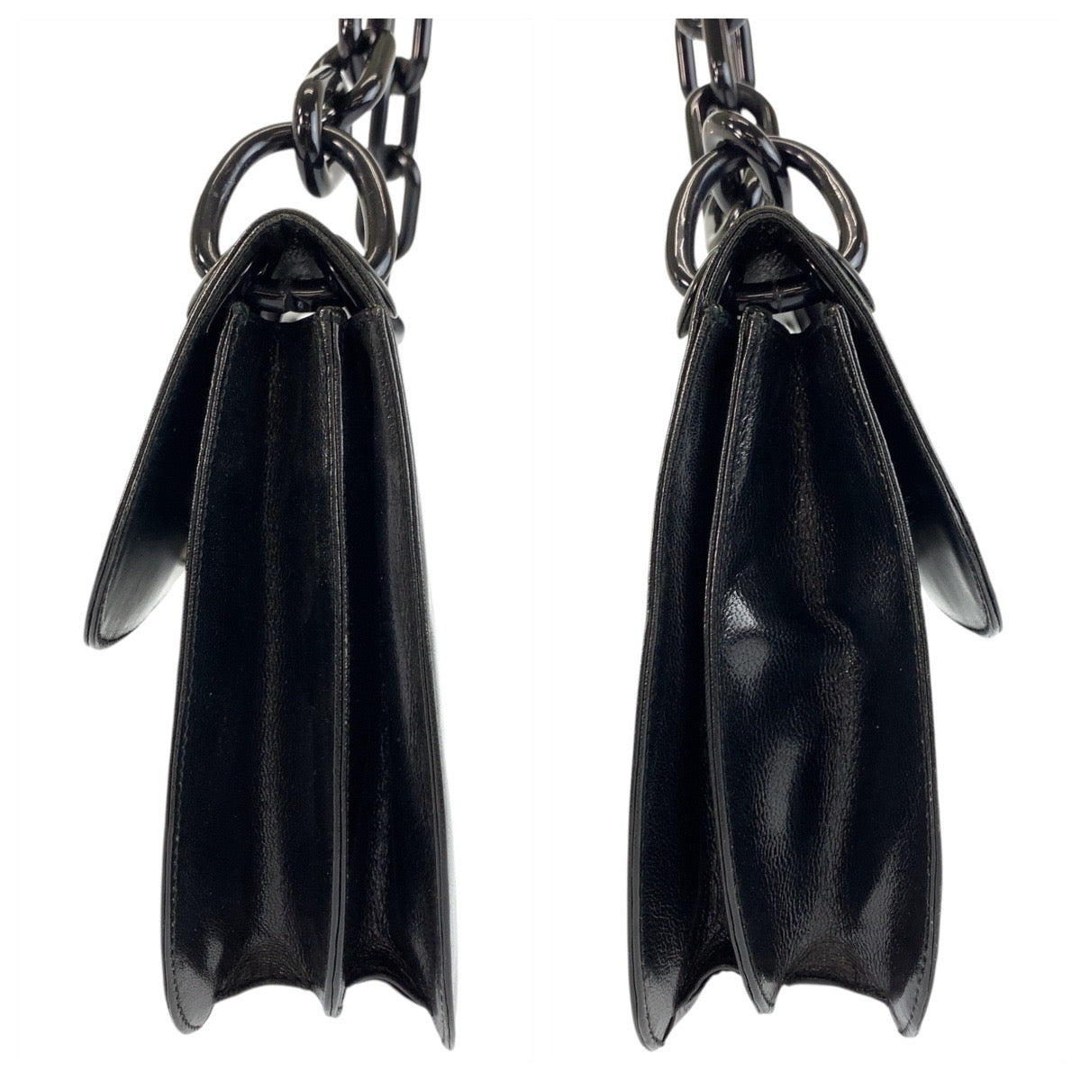 PRADA Shoulder Bag Leather, Plastic black Plastic Chain Shoulder Bag Logo embossed Women Used Authentic
