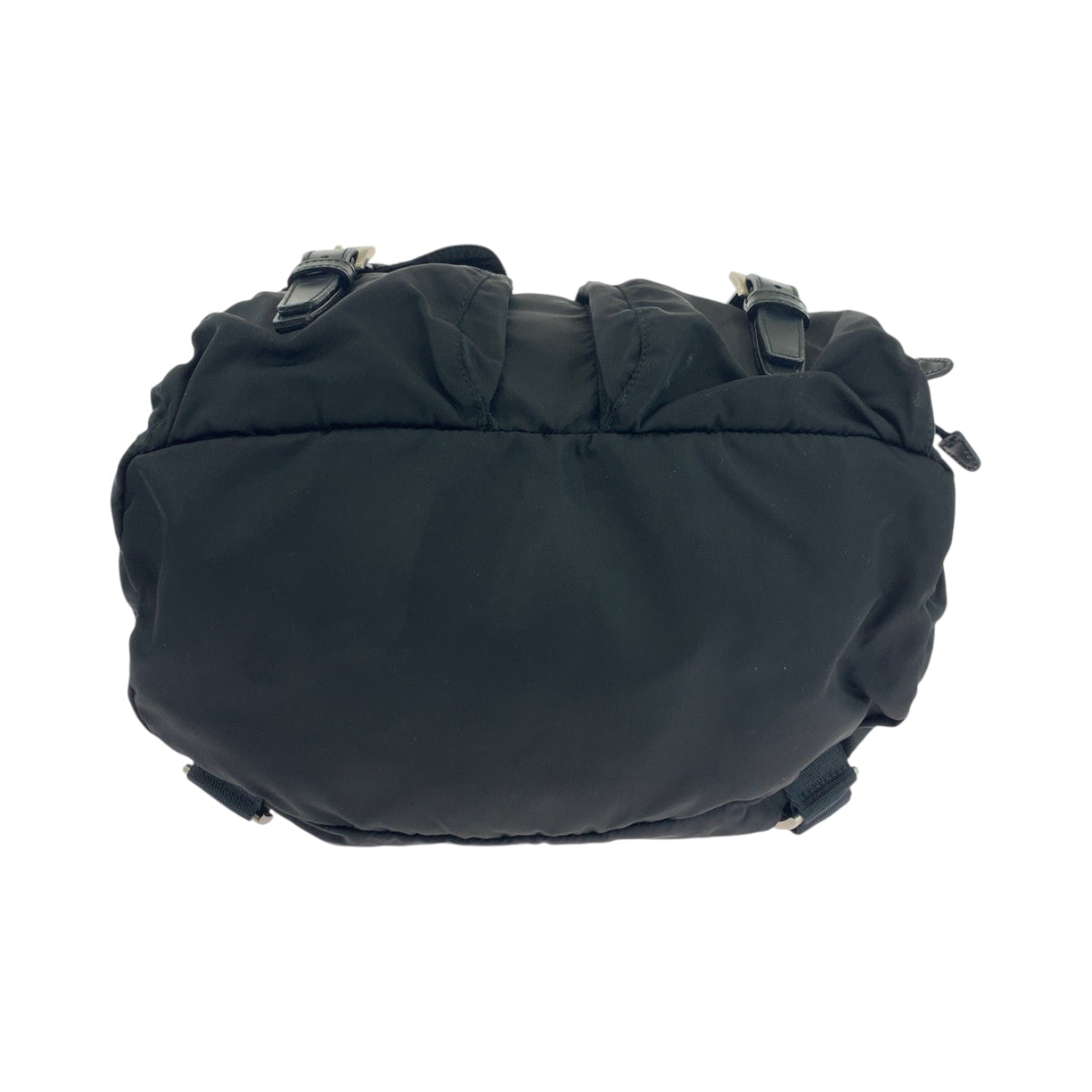 PRADA Backpack Nylon Black SilverMetal Backpack Backpack Test Triangle With logo Women Used Authentic
