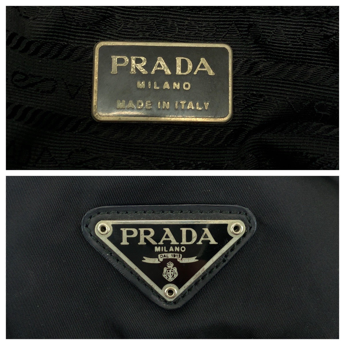 PRADA Backpack Nylon Black SilverMetal Backpack Backpack Test Triangle With logo Women Used Authentic
