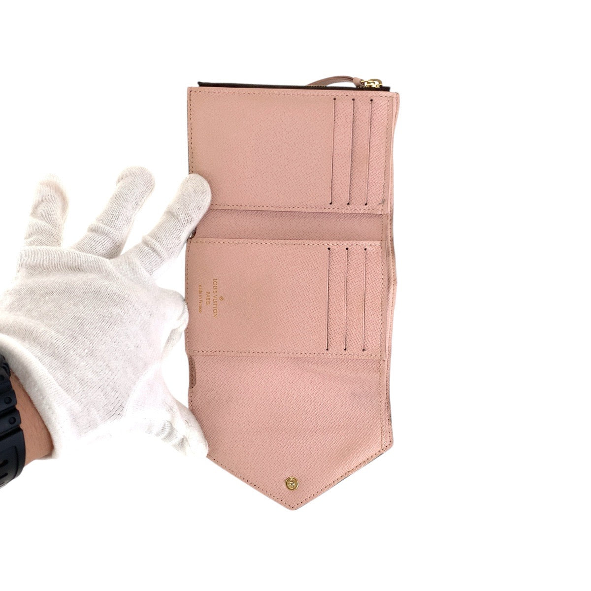 LOUIS VUITTON Tri-fold wallet M62360 PVC, Leather Brown Rose Ballerine Pink Gold Metal Folding wallet Compact wallet Monogram Portefeuille Victorine Women Used Authentic