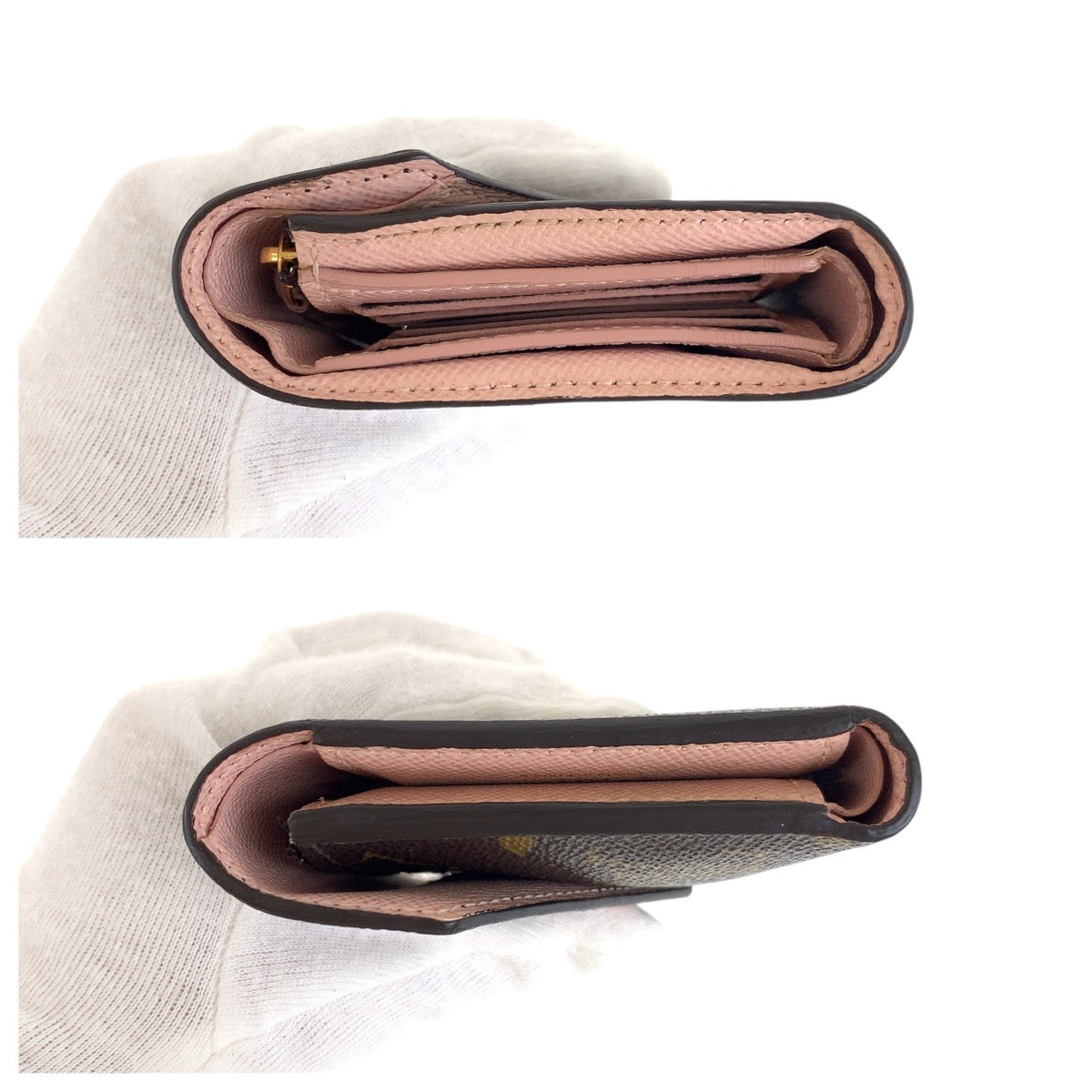 LOUIS VUITTON Tri-fold wallet M62360 PVC, Leather Brown Rose Ballerine Pink Gold Metal Folding wallet Compact wallet Monogram Portefeuille Victorine Women Used Authentic