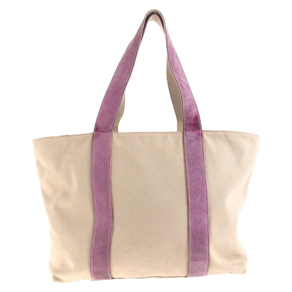 PRADA Tote Bag Canvas, Suede Beige pink Tote Bag Shoulder Bag Triangle With logo Women Used Authentic