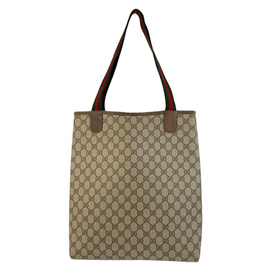 GUCCI Tote Bag 39 02 003 GG Supreme Canvas Beige brown Tote Bag Shoulder Bag Sherry Line Old Gucci Women Used Authentic