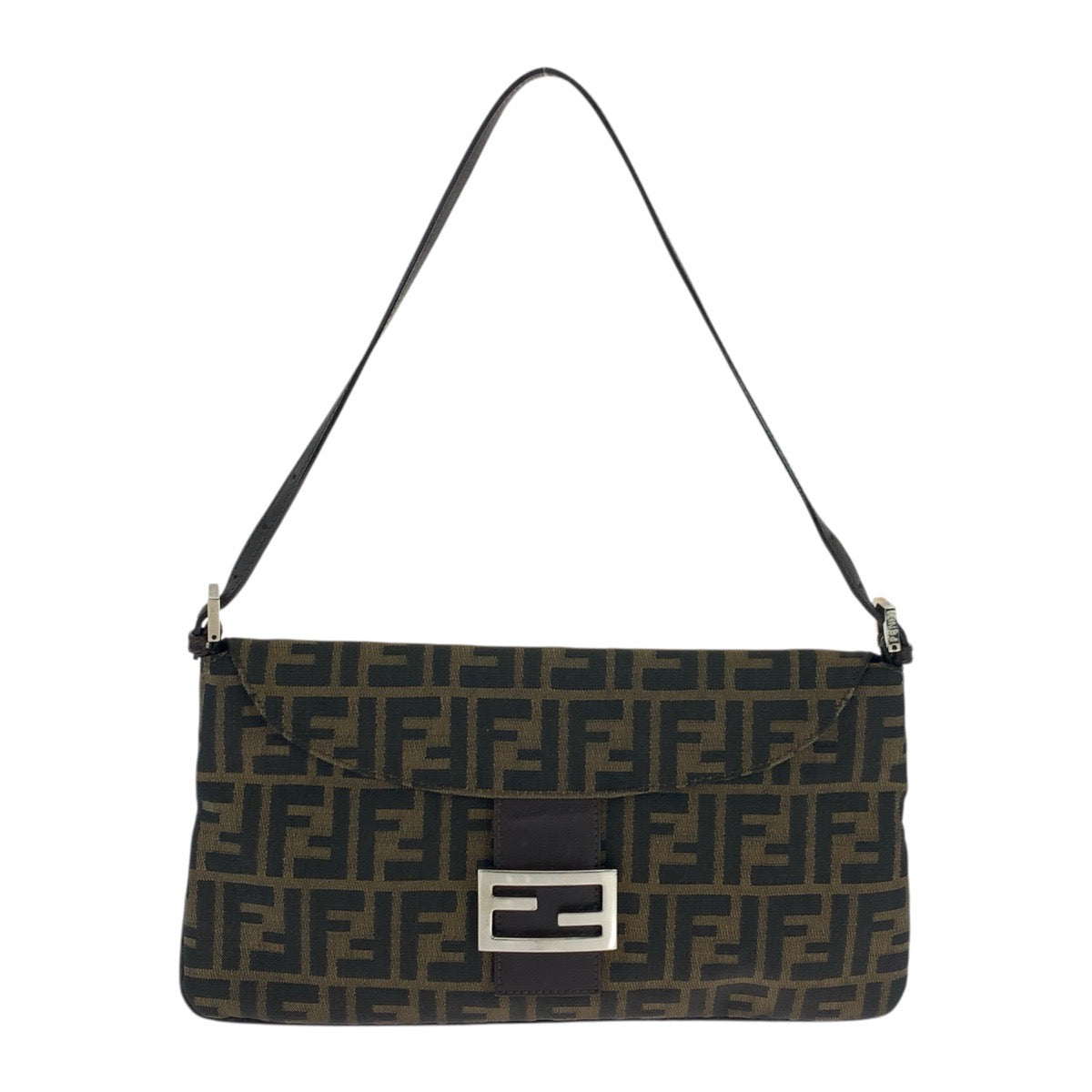 FENDI Shoulder Bag 2384 26796 018 canvas Brown Silver Metal Shoulder Bag handbag Zucca Pattern Women Used Authentic