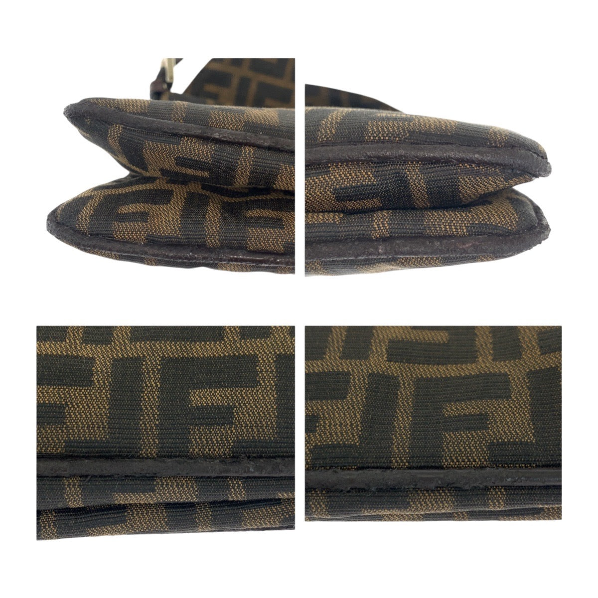 FENDI Shoulder Bag 2384 26796 018 canvas Brown Silver Metal Shoulder Bag handbag Zucca Pattern Women Used Authentic
