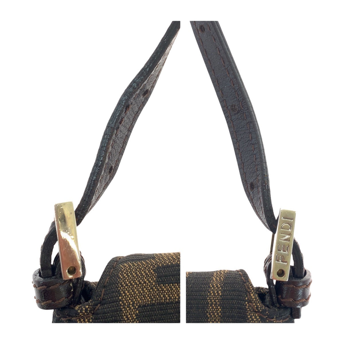 FENDI Shoulder Bag 2384 26796 018 canvas Brown Silver Metal Shoulder Bag handbag Zucca Pattern Women Used Authentic
