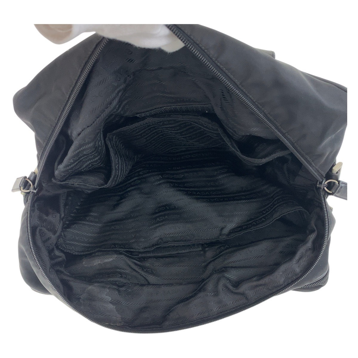 PRADA Business bag Nylon, Leather black Business bag briefcase Testo Saffiano Triangle With logo mens Used Authentic