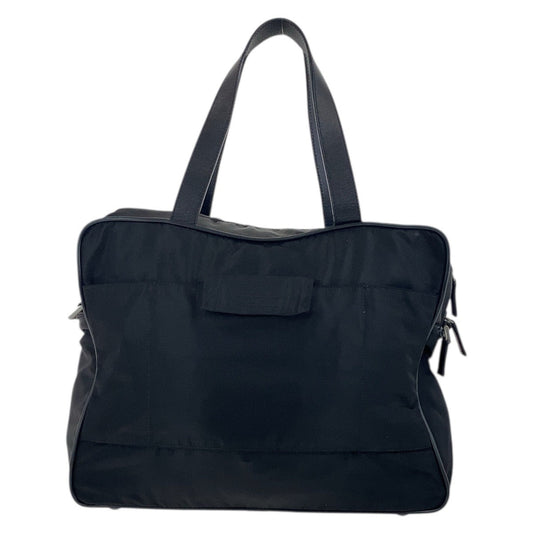 PRADA Business bag Nylon, Leather black Business bag briefcase Testo Saffiano Triangle With logo mens Used Authentic
