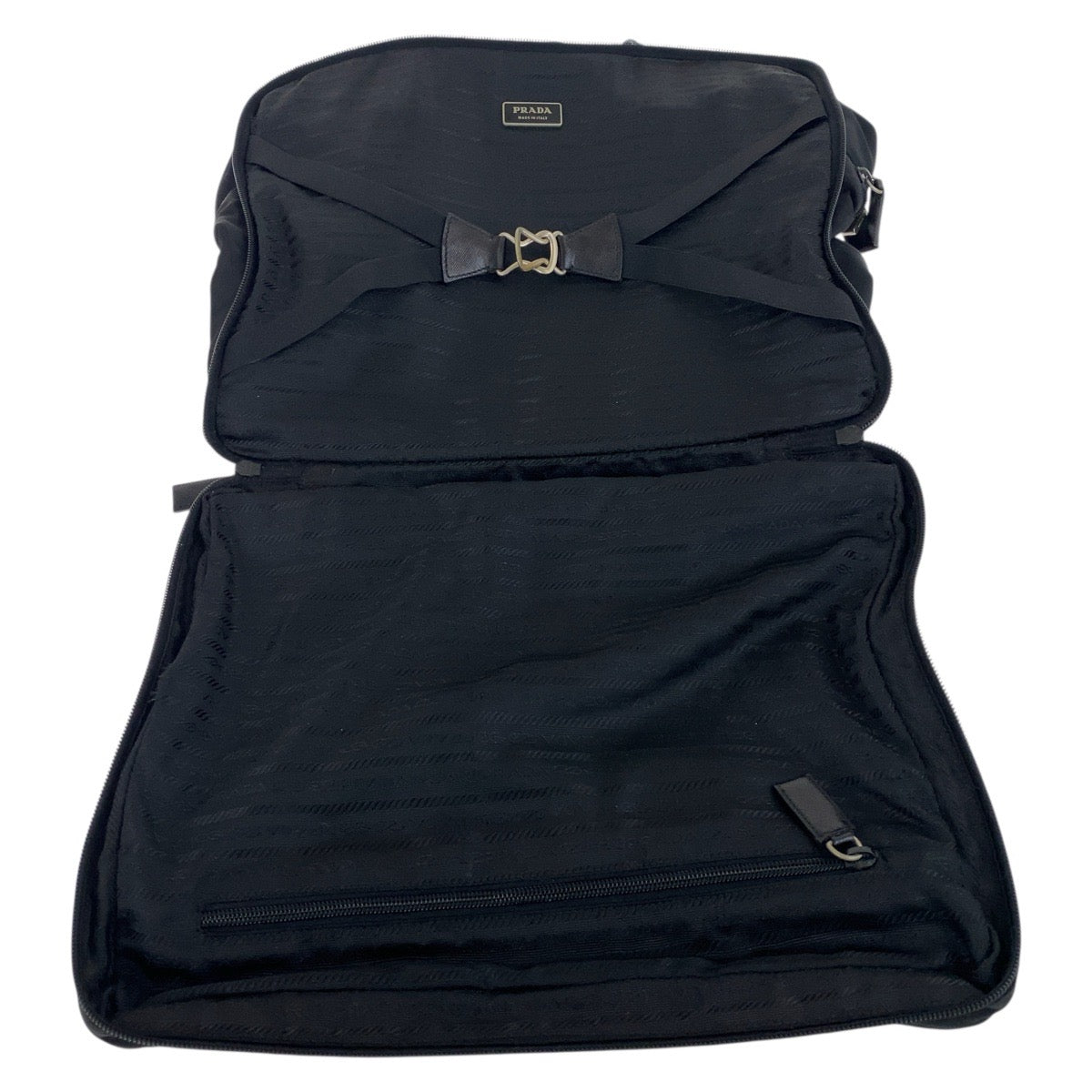 PRADA Business bag Nylon, Leather black Business bag briefcase Testo Saffiano Triangle With logo mens Used Authentic