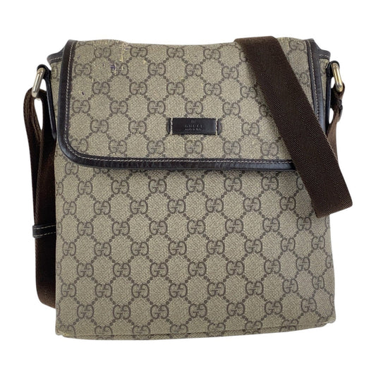 GUCCI Shoulder Bag 223666 GG Supreme Canvas Beige brown Crossbody Shoulder Bag Unisex Women Used Authentic