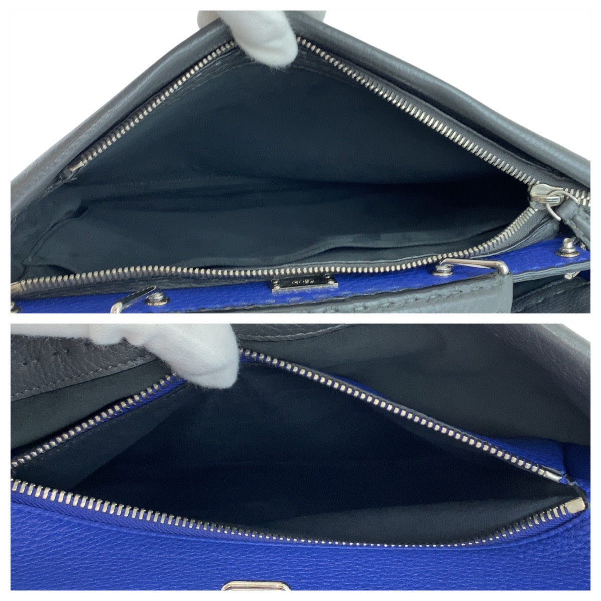 FENDI Business bag 7VA406 leather gray Business bag briefcase Celeria Peekaboo mens Used Authentic