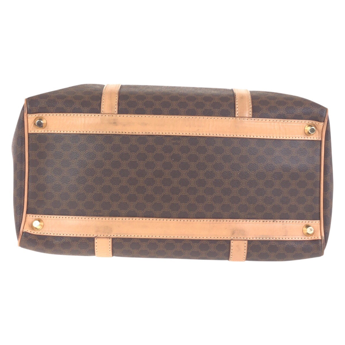 CELINE Handbag M14 PVC Brown Handbag Boston Duffel bag Macadam Women Used Authentic