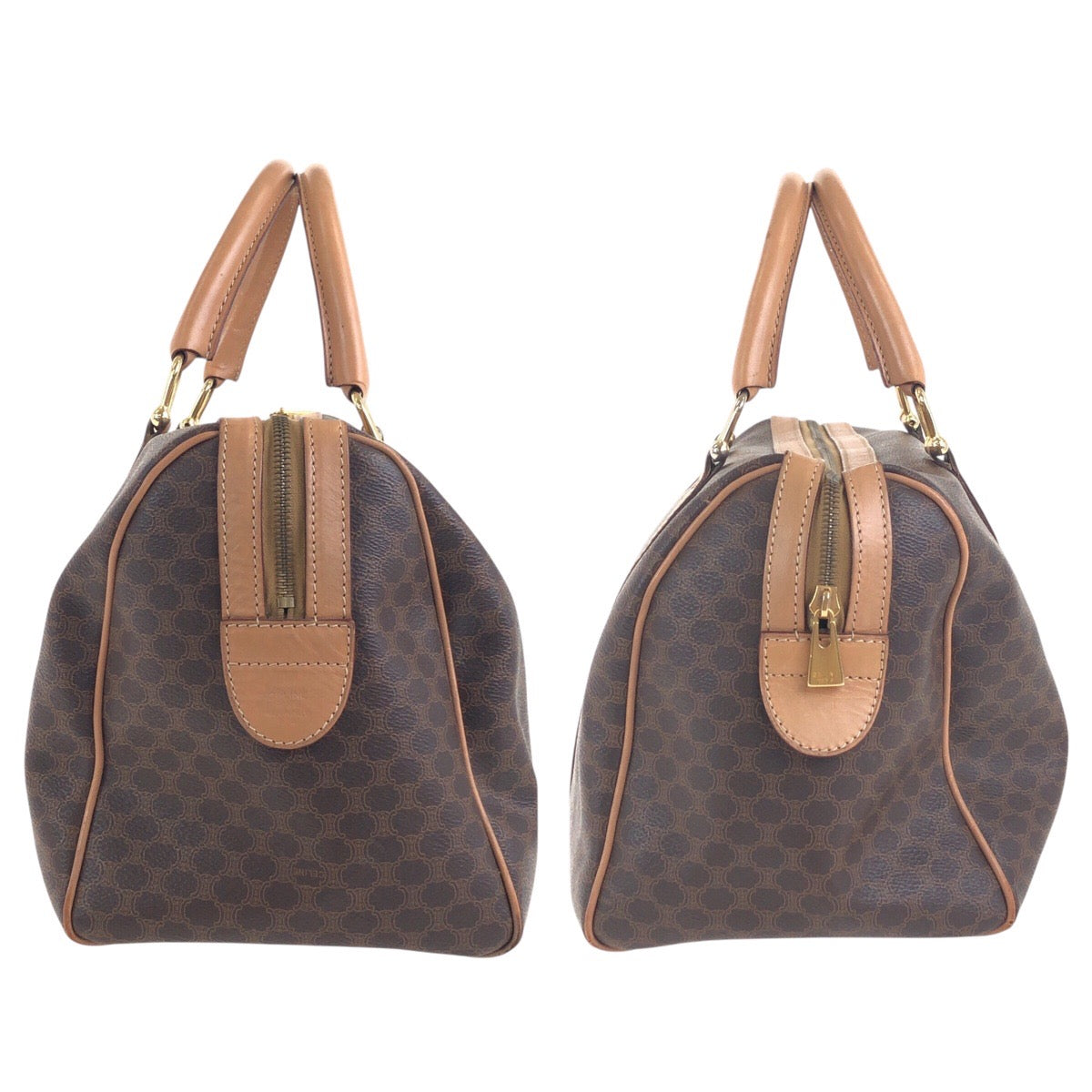 CELINE Handbag M14 PVC Brown Handbag Boston Duffel bag Macadam Women Used Authentic
