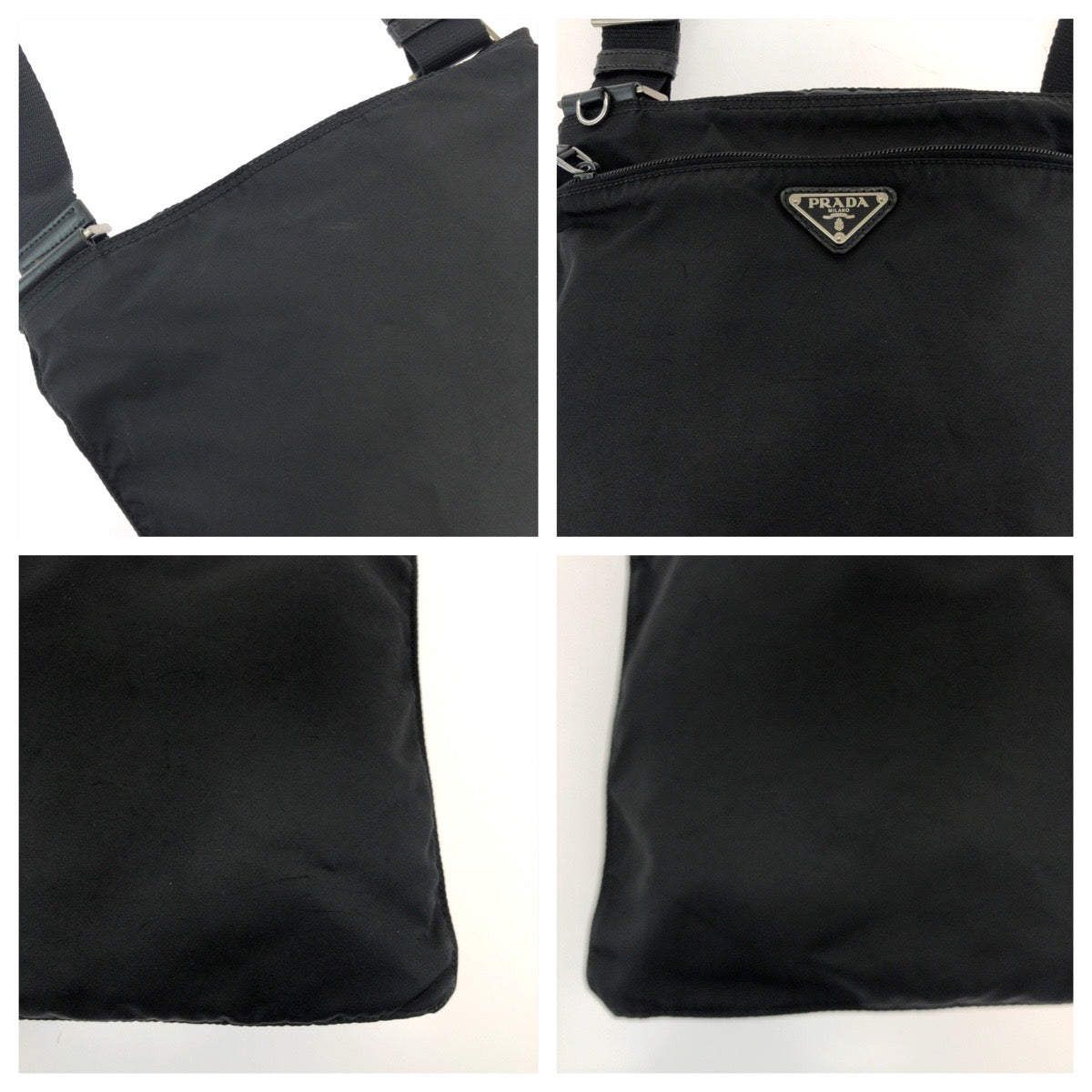 PRADA Shoulder Bag BT7372 Nylon black Shoulder Bag Sacoche Test Triangle With logo Women Used Authentic
