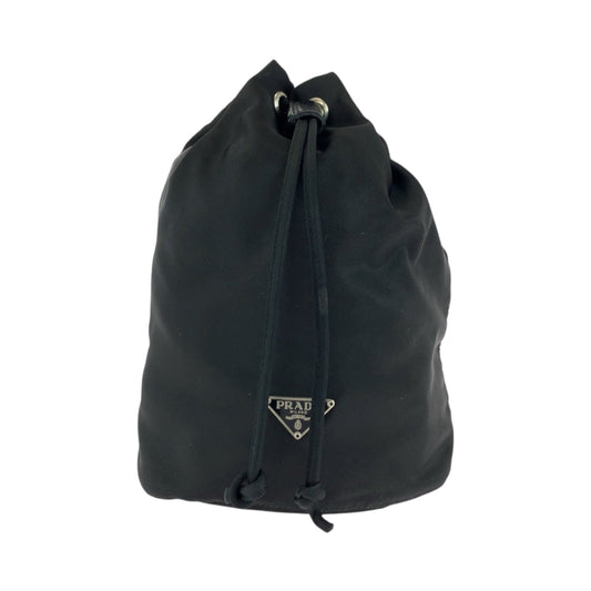 PRADA Pouch 1N0369 Nylon Black SilverMetal Test Triangle With logo